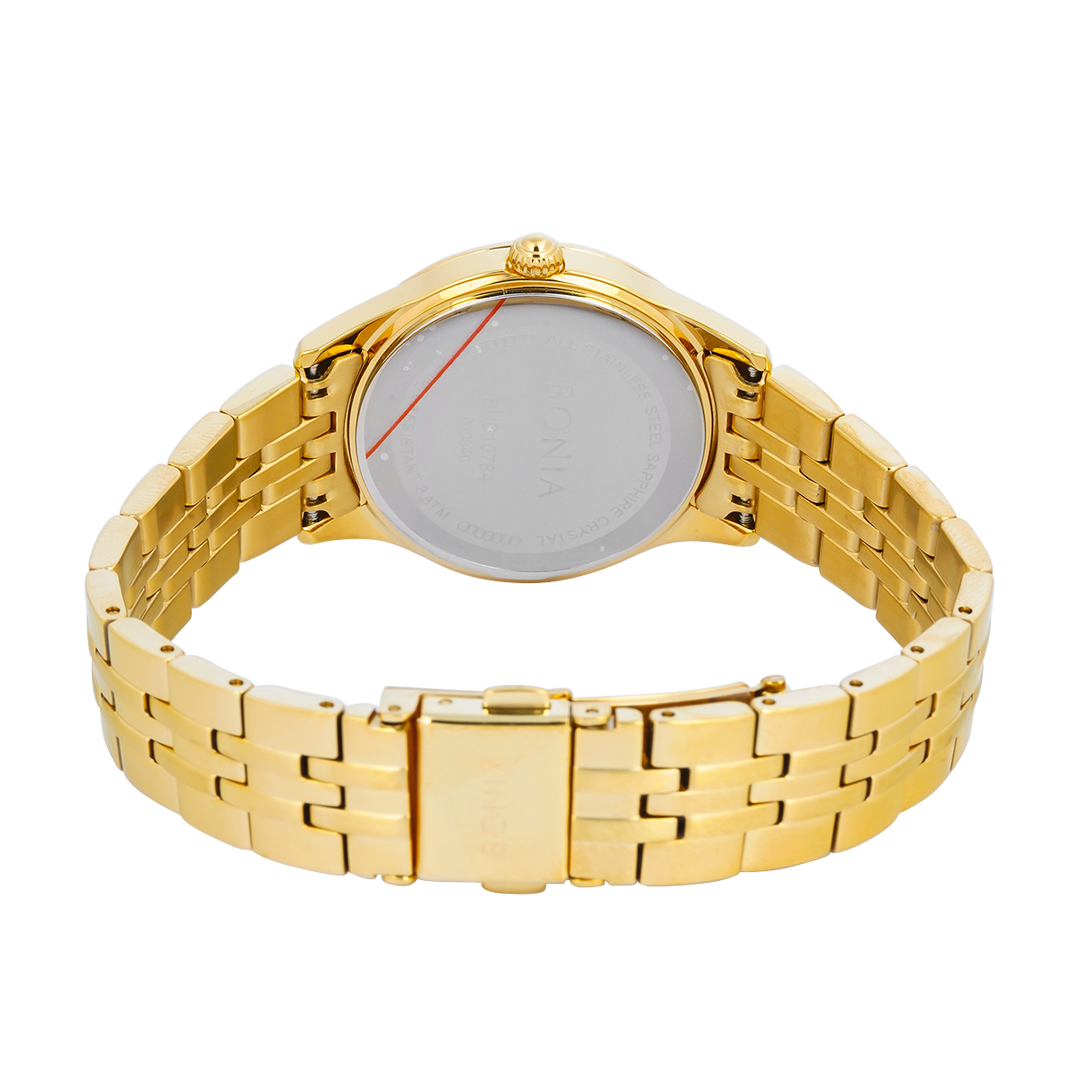 Jam Tangan BONIA Elegance B10784-2225S Women Gold Dial Gold Stainless Steel Strap