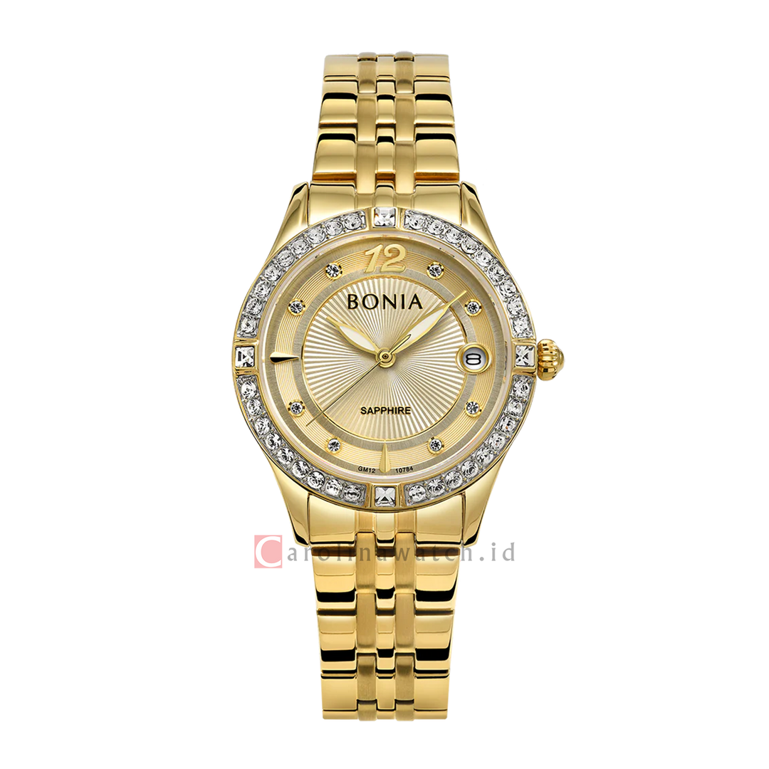 Jam Tangan BONIA Elegance B10784-2225S Women Gold Dial Gold Stainless Steel Strap