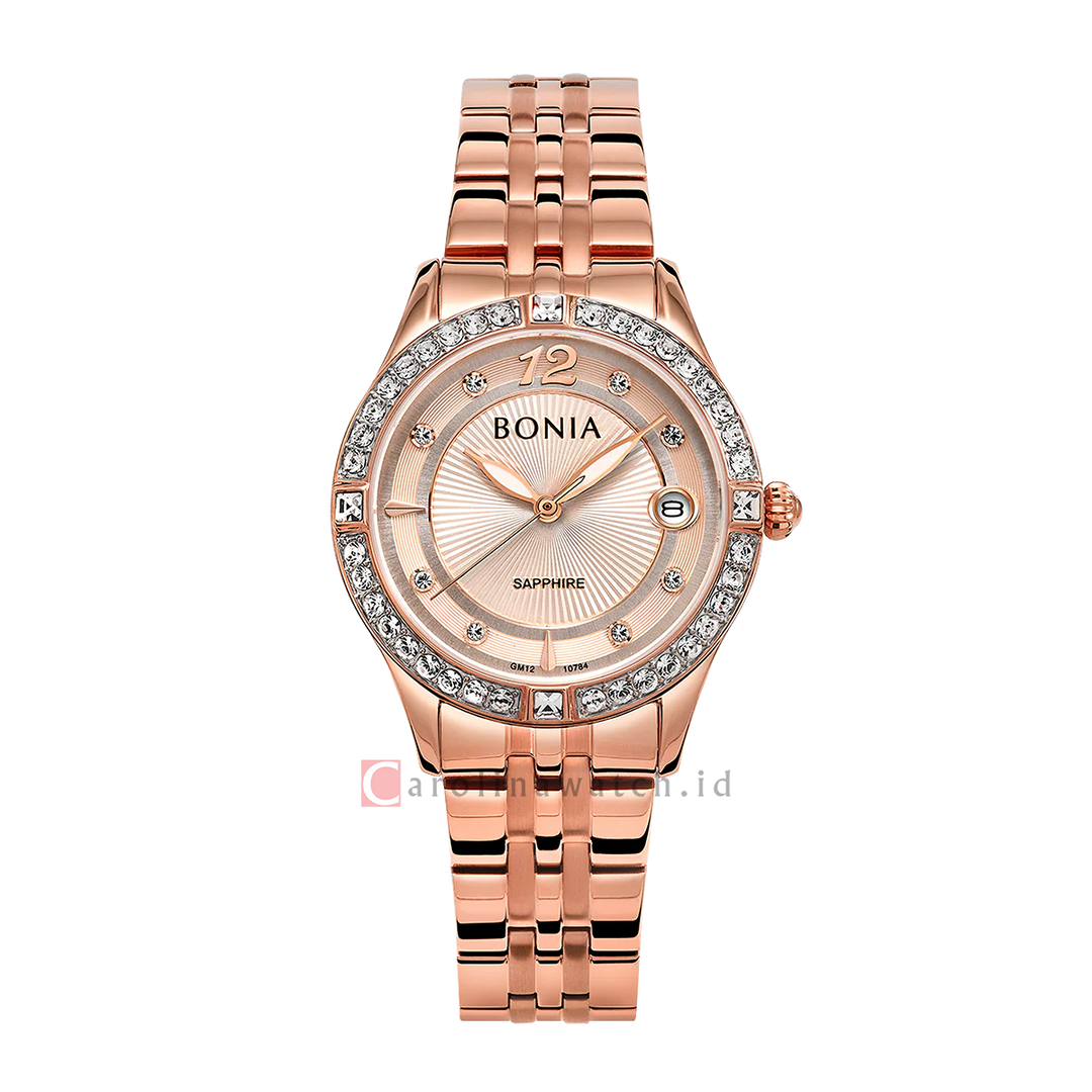 Jam Tangan BONIA B10784-2575S Women Rose Gold Dial Rose Gold Stainless Steel Strap