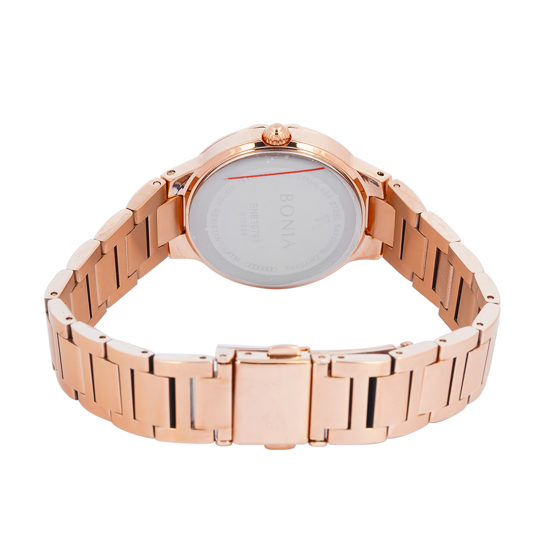 Jam Tangan BONIA B10793-2573 Women Rose Gold Dial Rose Gold Stainless Steel Strap