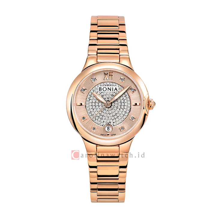 Jam Tangan BONIA B10793-2573 Women Rose Gold Dial Rose Gold Stainless Steel Strap