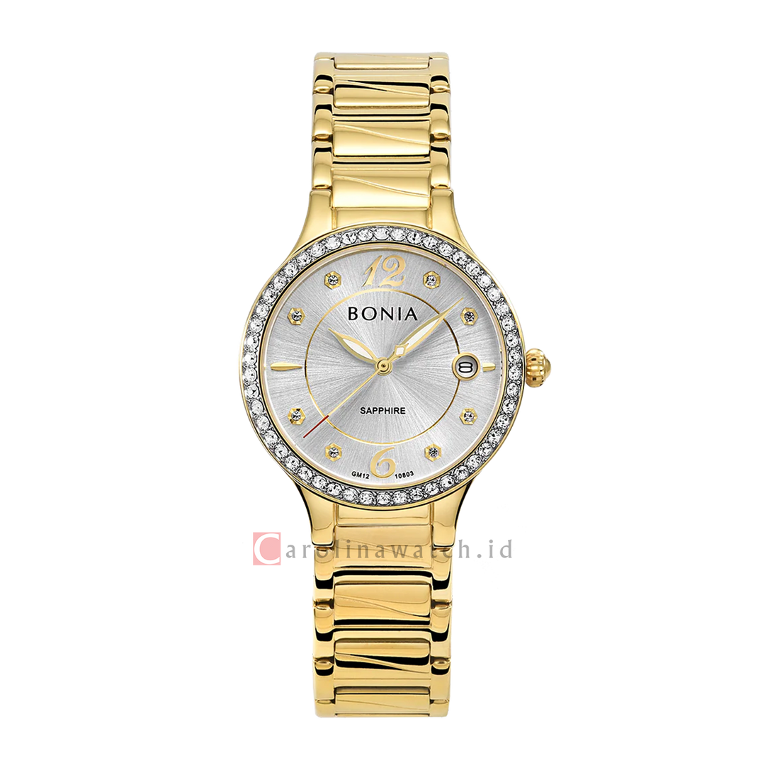Jam Tangan BONIA Elegance B10803-2215S Women Silver Dial Gold Stainless Steel Strap