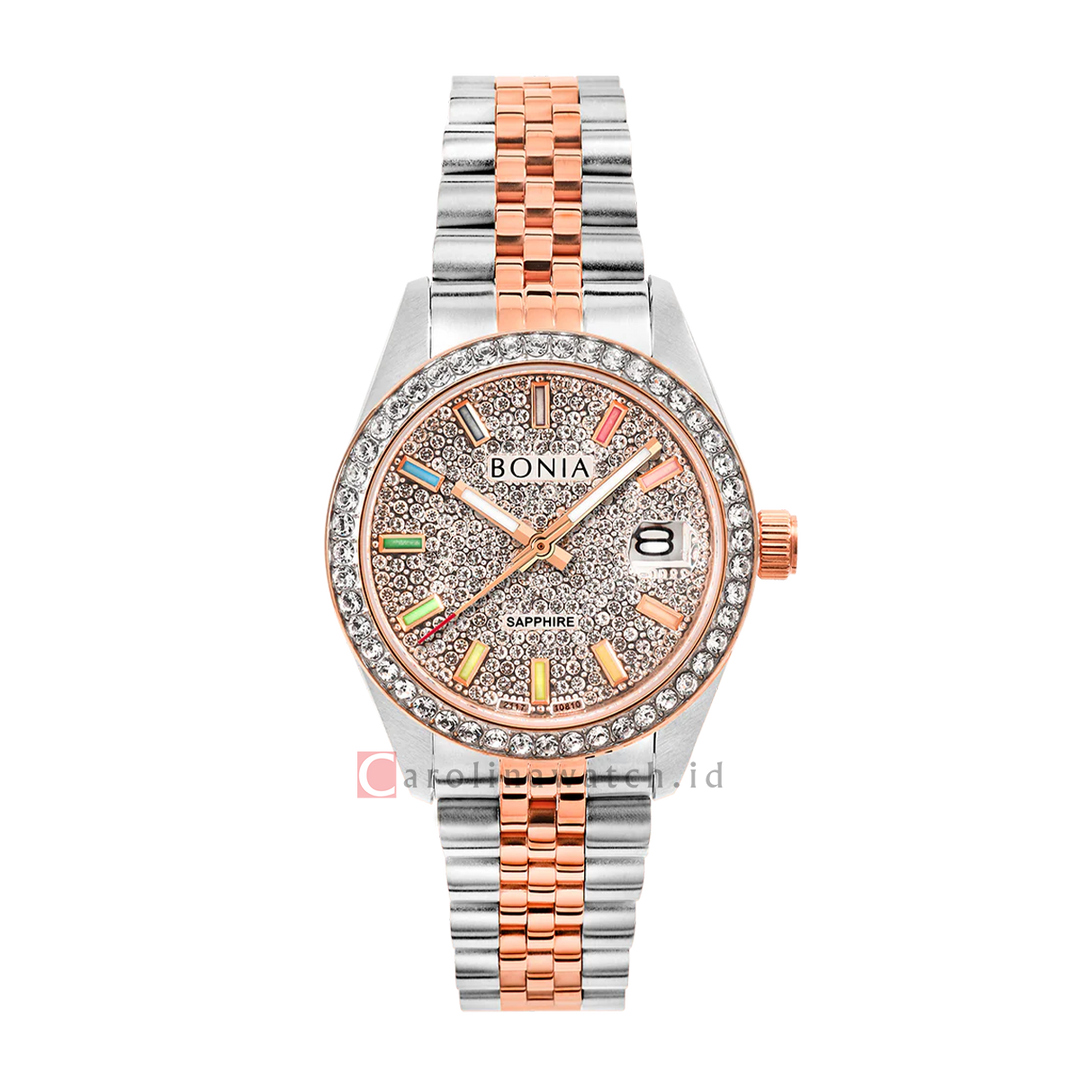 Jam Tangan BONIA B10810-2612S Women Analog Dial Dual Tone Stainless Steel Strap