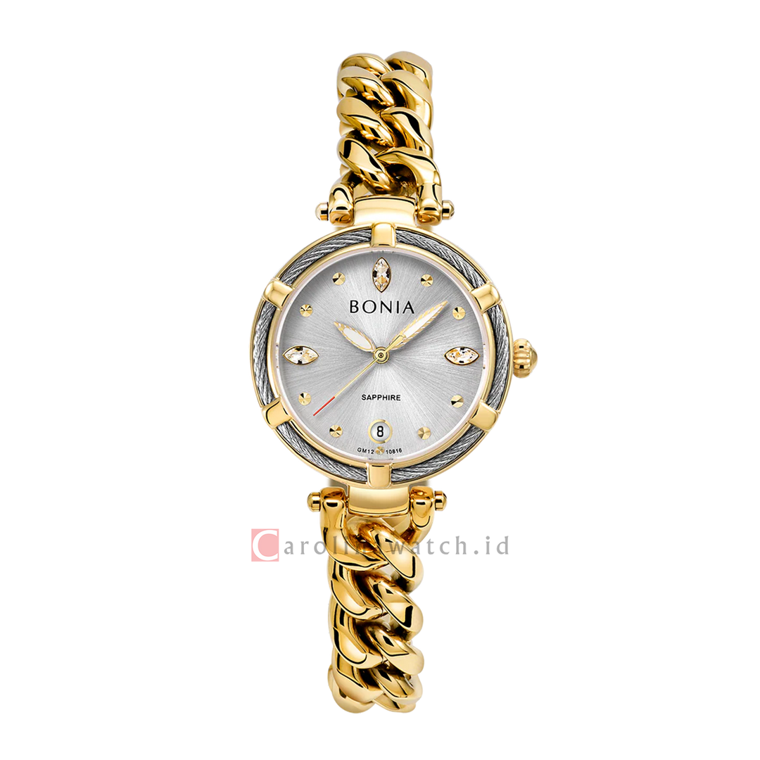 Jam Tangan BONIA Elegance B10816-2217S Women Silver Dial Gold Stainless Steel Strap