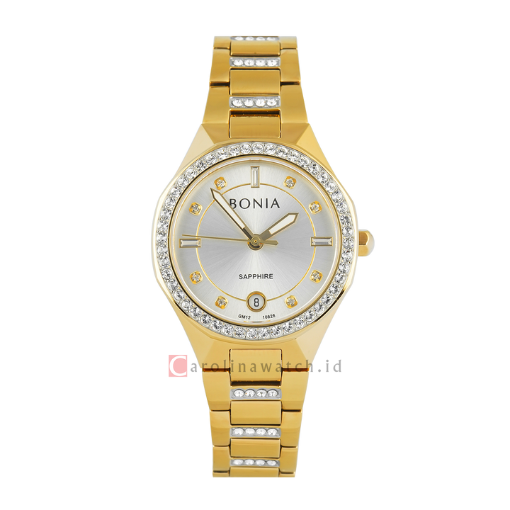 Jam Tangan BONIA Elegance B10828-2217S Women Silver Dial Gold Stainless Steel Strap