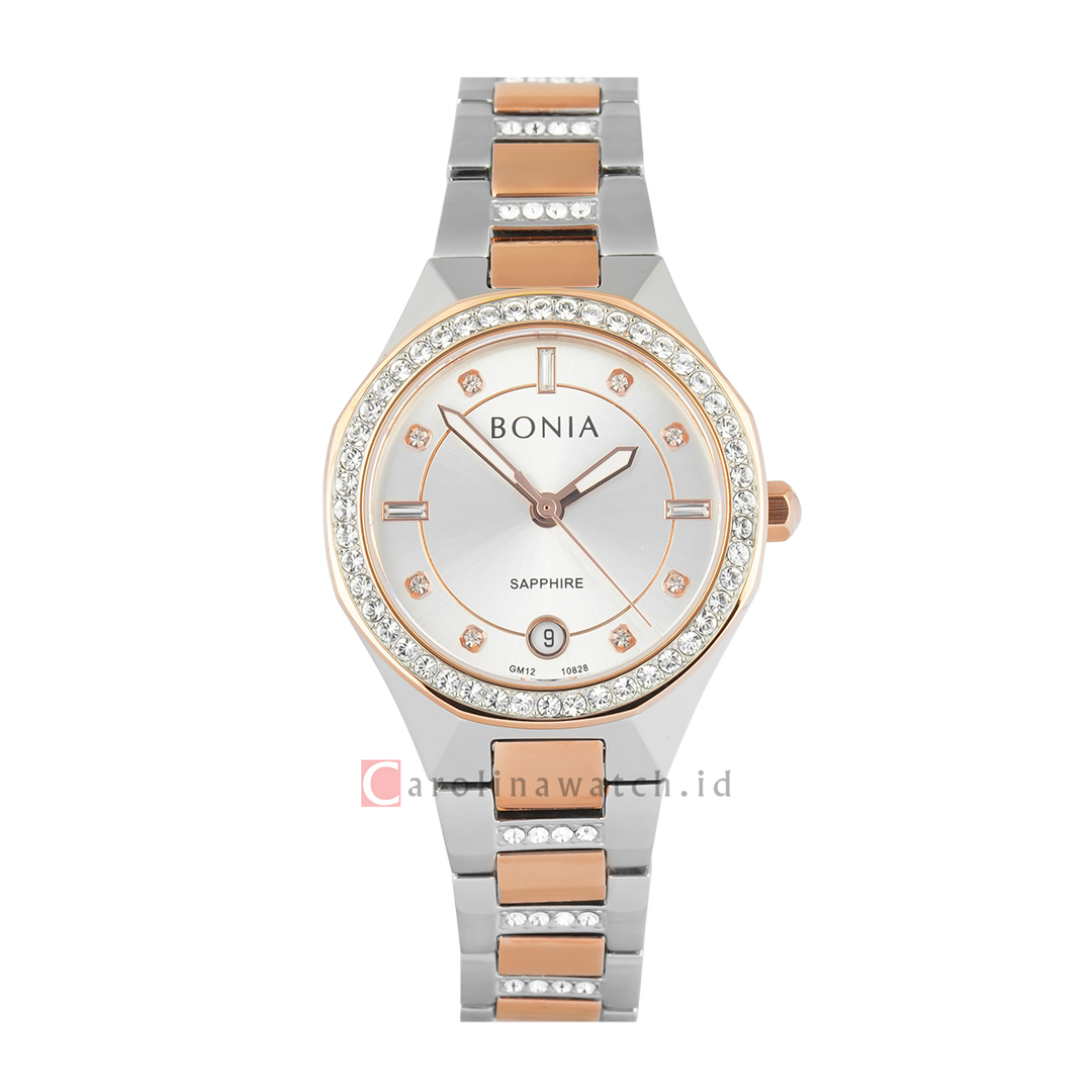 Jam Tangan BONIA Elegance B10828-2617S Women Silver Dial Dual Tone Stainless Steel Strap
