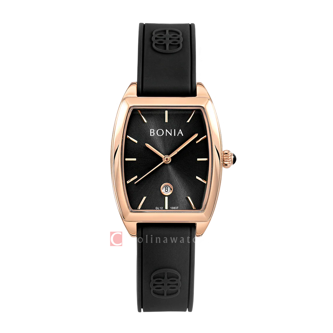 Jam Tangan BONIA La Luna B10837-2532 Women Black Dial Black Silicone Strap