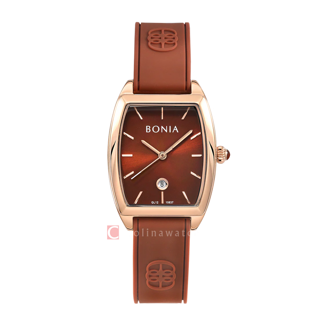 Jam Tangan BONIA La Luna B10837-2542 Women Brown Dial Brown Silicone Strap