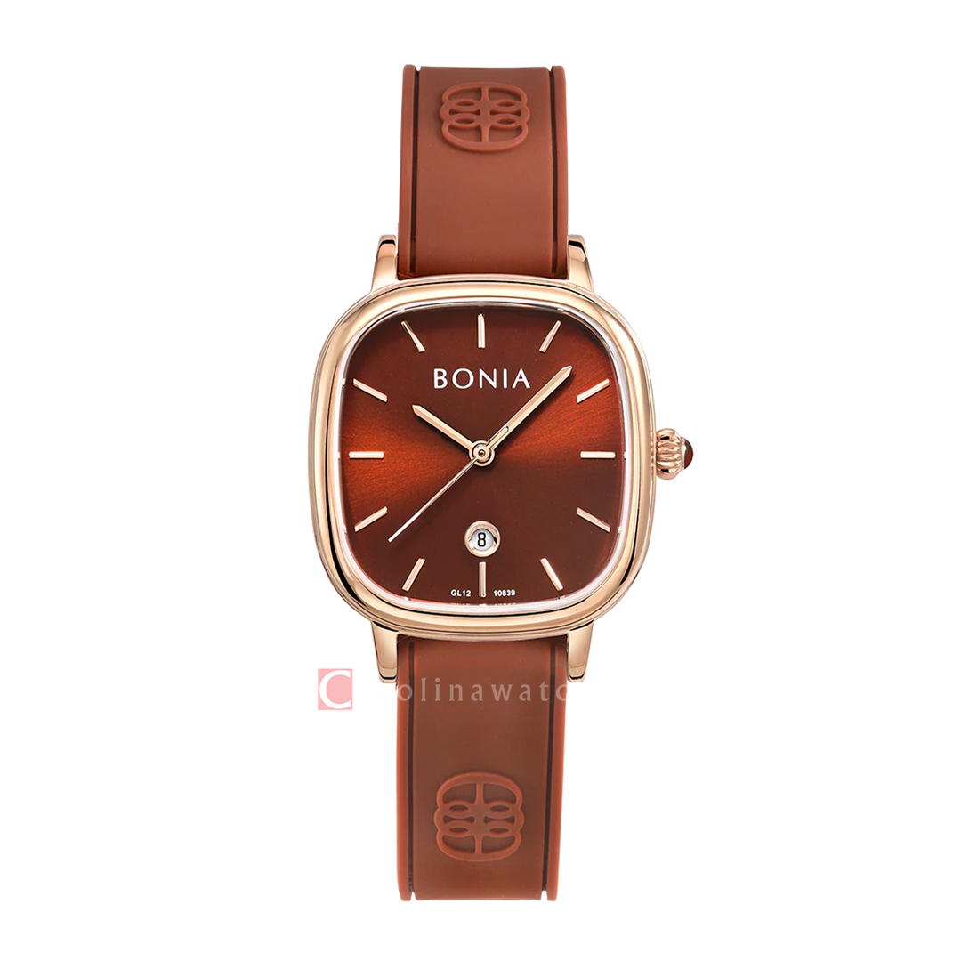 Jam Tangan BONIA La Luna B10839-2542 Women Brown Dial Brown Silicone Strap