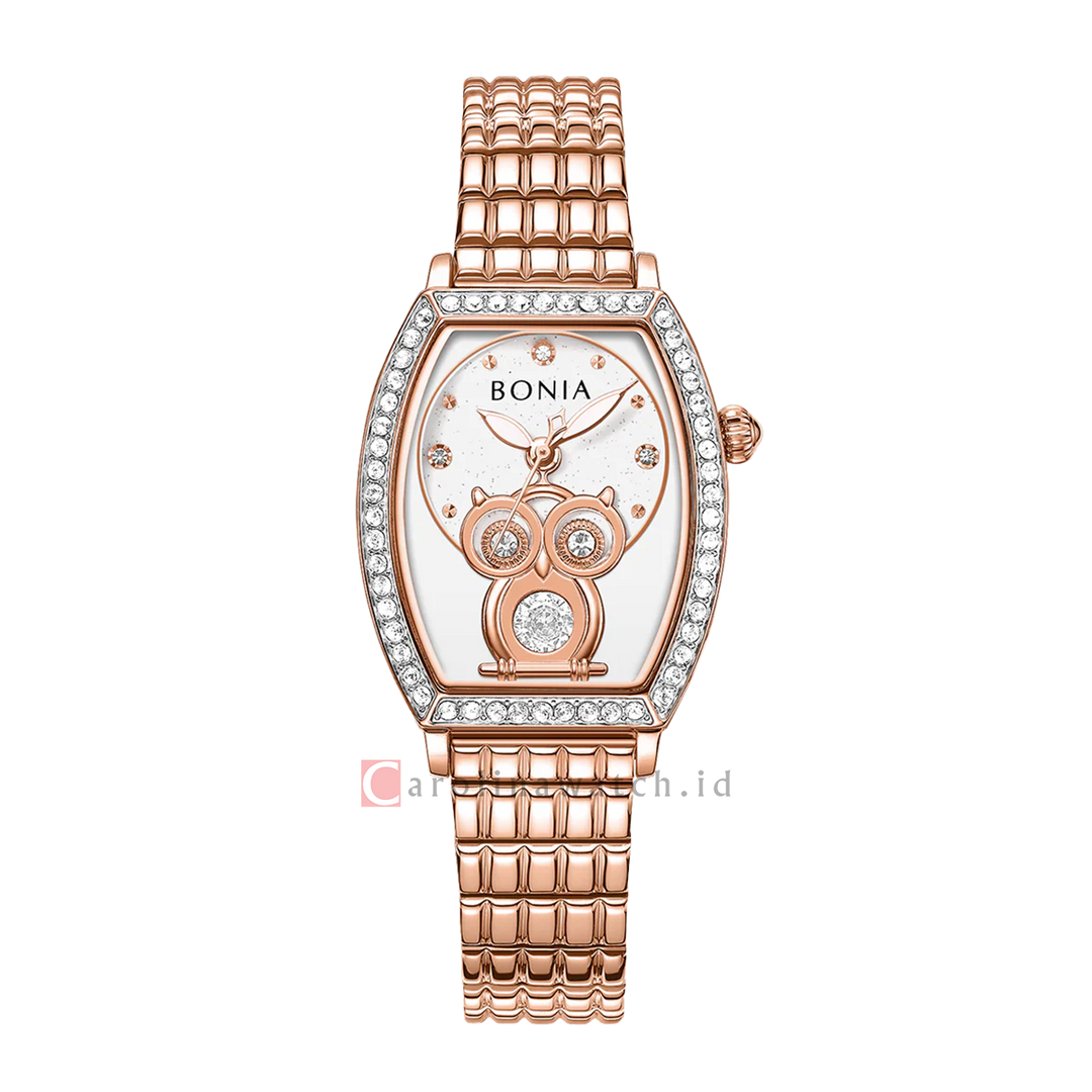 Jam Tangan BONIA Missie Tale B10843-2517S Women White Dial Rose Gold Stainless Steel Strap