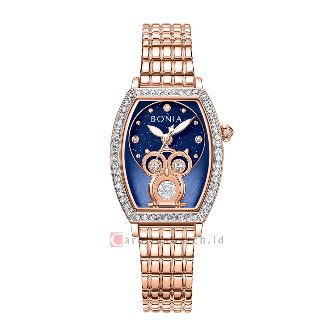 Jam Tangan BONIA Missie Tale B10843-2587S Women Blue Dial Rose Gold Stainless Steel Strap