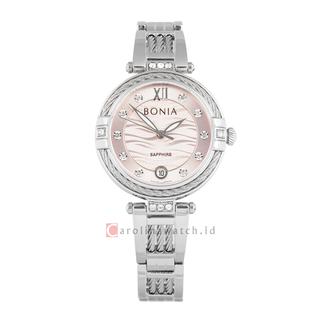 Jam Tangan BONIA Elegance B10849-2377S Women Rose Pink Dial Stainless Steel Band