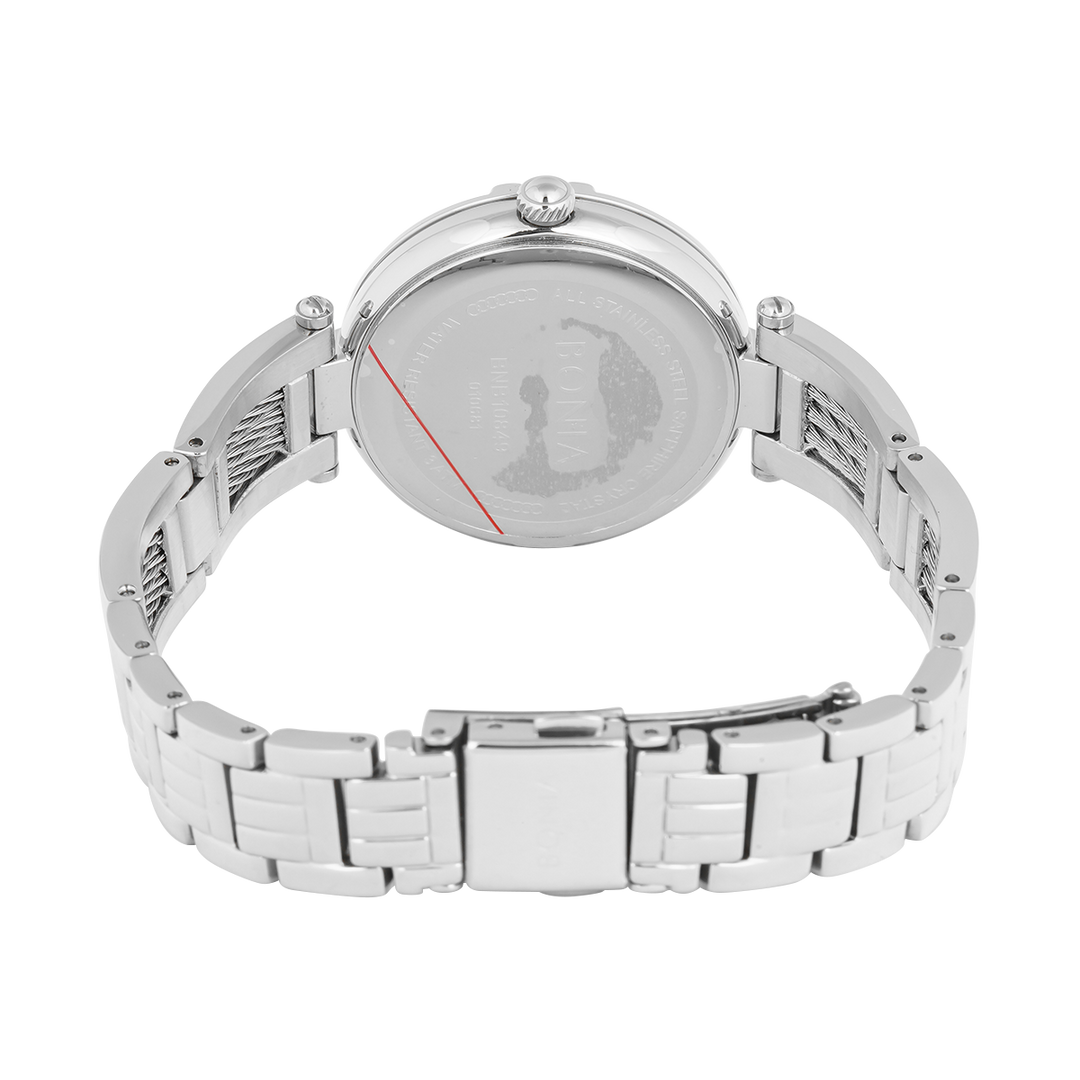 Jam Tangan BONIA Elegance B10849-2377S Women Rose Pink Dial Stainless Steel Band