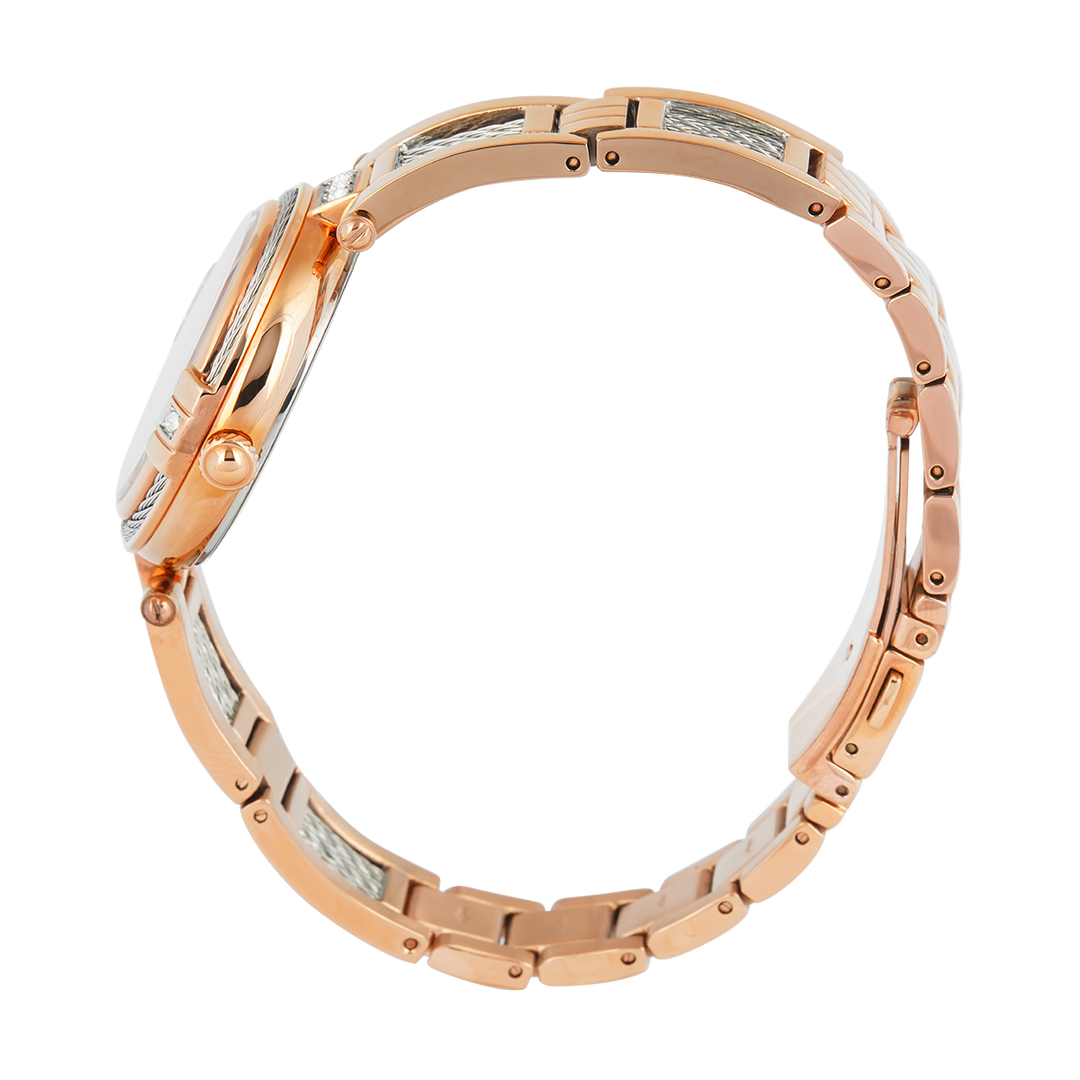 Jam Tangan BONIA Elegance B10849-2577S Women Rose Gold Dial Dual Tone Stainless Steel Band