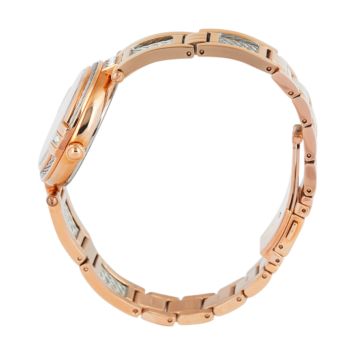 Jam Tangan BONIA Elegance B10849-2577S Women Rose Gold Dial Dual Tone Stainless Steel Band