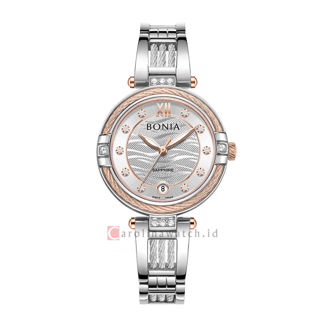 Jam Tangan BONIA Elegance B10849-2617S Women Silver Dial Stainless Steel Band