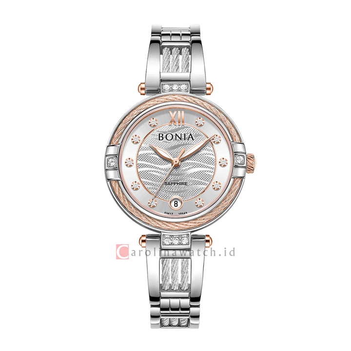Jam Tangan BONIA Elegance B10849-2617S Women Silver Dial Stainless Steel Band