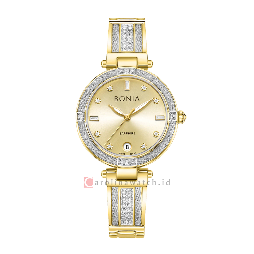Jam Tangan BONIA B10850-2127S Women Gold Dial Gold Stainless Steel Strap