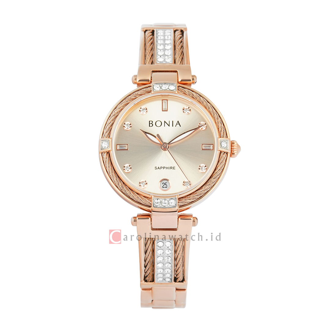 Jam Tangan BONIA B10850-2567S Women Gold Dial Rose Gold Stainless Steel Strap