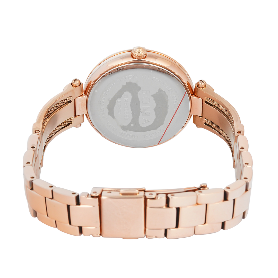 Jam Tangan BONIA B10850-2567S Women Gold Dial Rose Gold Stainless Steel Strap