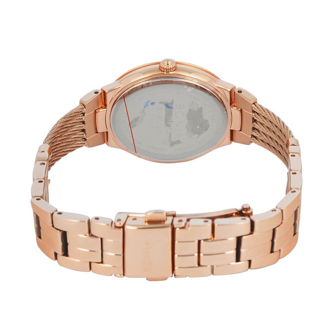 Jam Tangan BONIA B10851-2517 Women Silver Dial Rose Gold Stainless Steel Strap