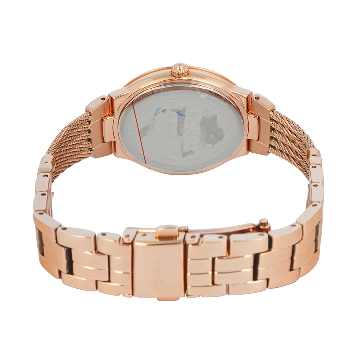 Jam Tangan BONIA B10851-2517 Women Silver Dial Rose Gold Stainless Steel Strap