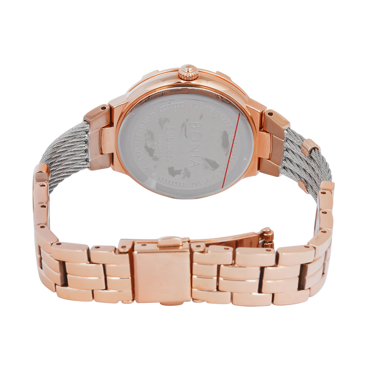 Jam Tangan BONIA B10852-2517 Women Silver Dial Rose Gold Stainless Steel Strap