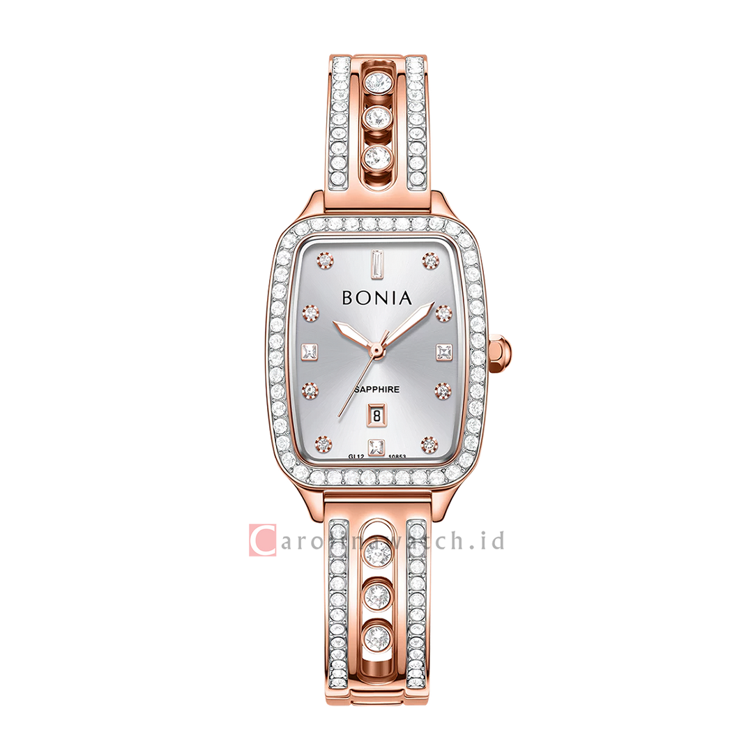 Jam Tangan BONIA Cristallo B10853-2517S Women Silver Dial Dual Tone Stainless Steel Strap