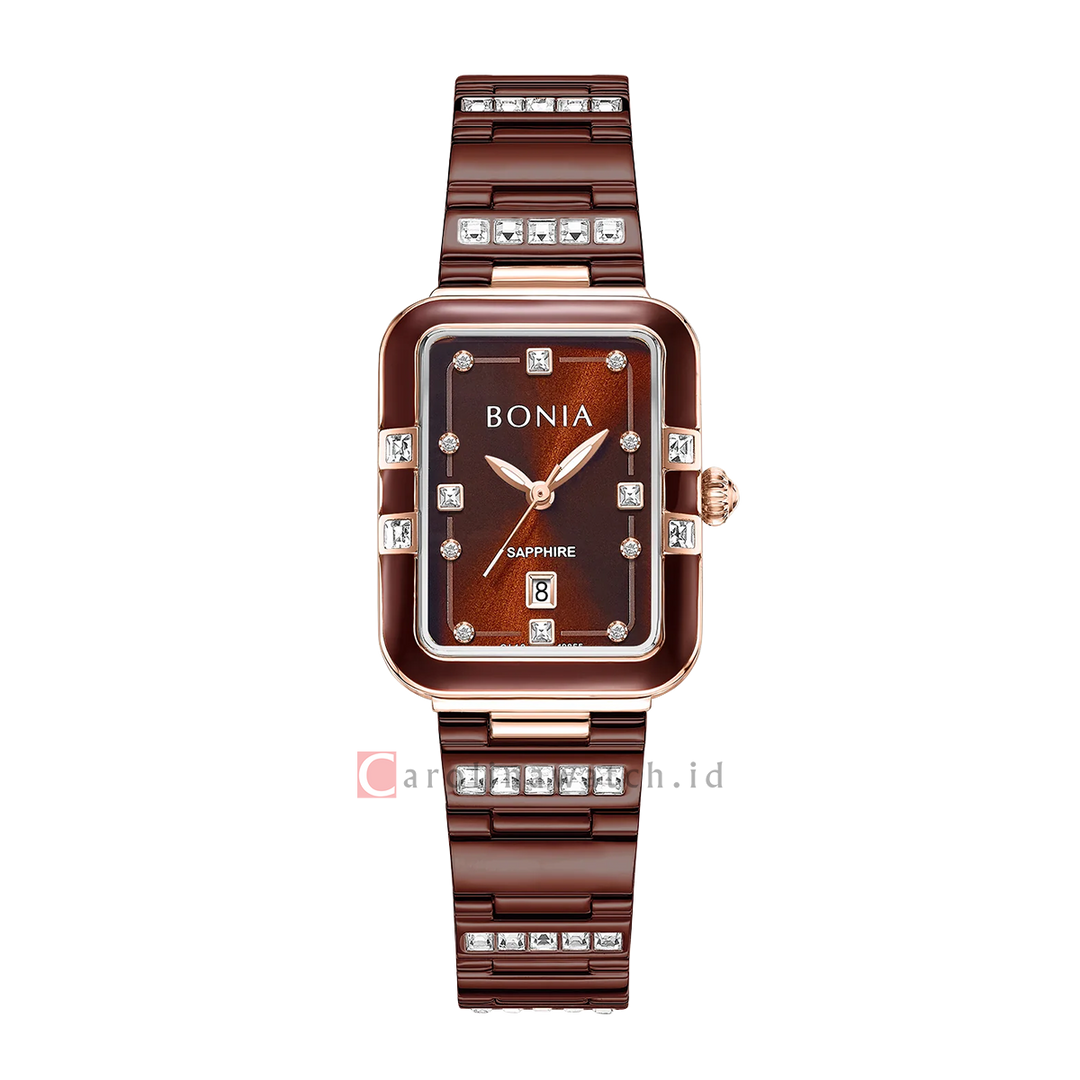Jam Tangan BONIA Elegance B10855-2047S Brown Dial Brown Stainles Steel Strap