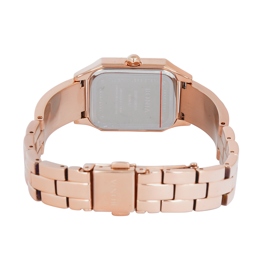 Jam Tangan BONIA B10859-2517 Women Silver Dial Rose Gold Stainless Steel Strap