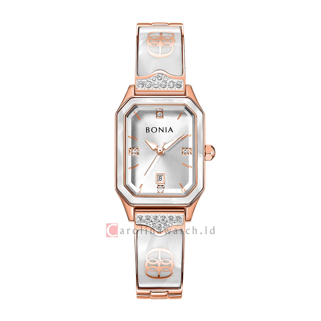 Jam Tangan BONIA B10859-2517 Women Silver Dial Rose Gold Stainless Steel Strap