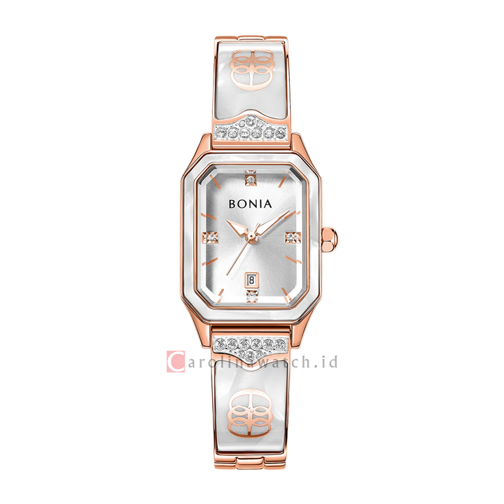 Jam Tangan BONIA B10859-2517 Women Silver Dial Rose Gold Stainless Steel Strap