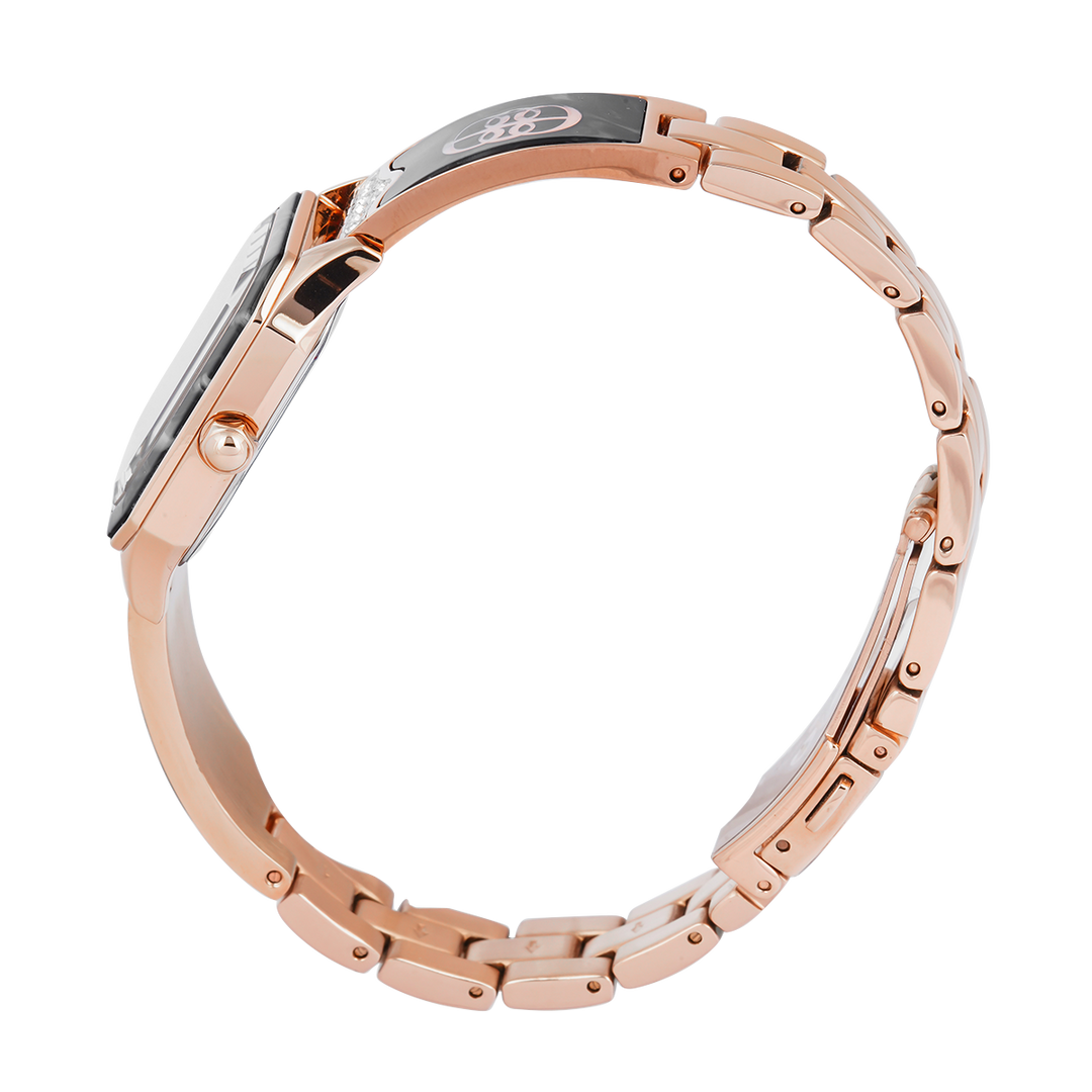Jam Tangan BONIA B10859-2537 Women Black Dial Rose Gold Stainless Steel Strap