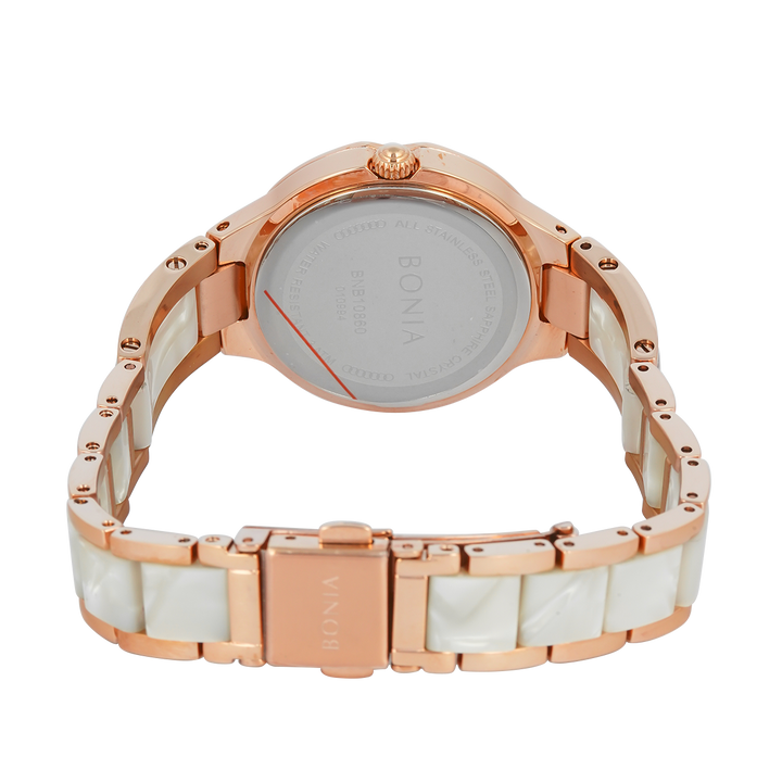 Jam Tangan BONIA Elegance B10860-2515 Women Silver Dial Dual Tone Stainless Steel Strap