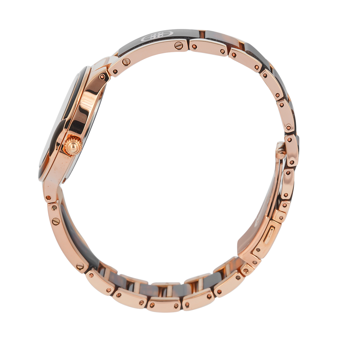 Jam Tangan BONIA Elegance B10860-2545 Women Brown Dial Dual Tone Stainless Steel Strap