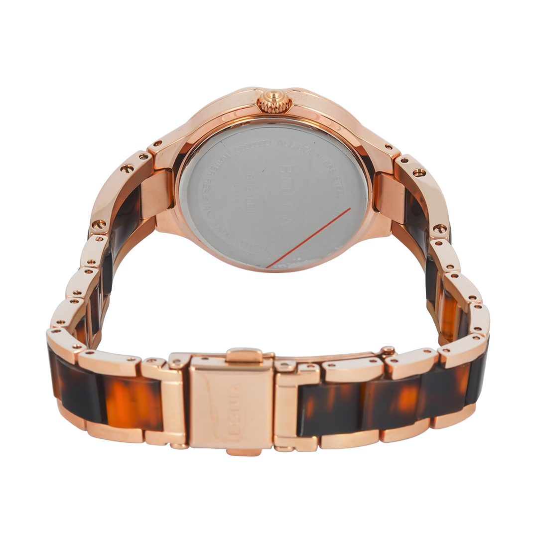 Jam Tangan BONIA Elegance B10860-2545 Women Brown Dial Dual Tone Stainless Steel Strap