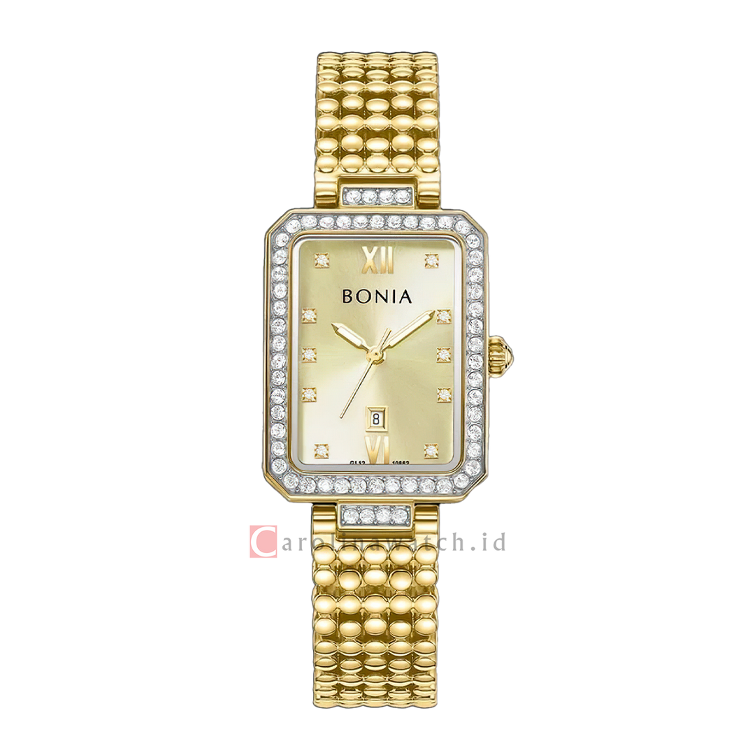 Jam Tangan BONIA Elegance B10862-2227S Women Gold Dial Gold Stainless Steel Strap