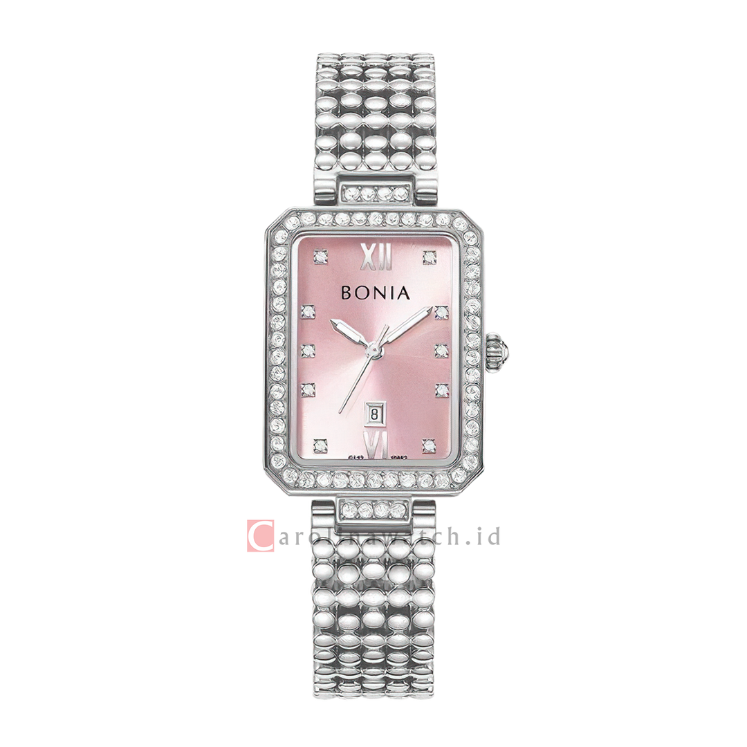 Jam Tangan BONIA Elegance B10862-2377S Women Pink Dial Stainless Steel Strap
