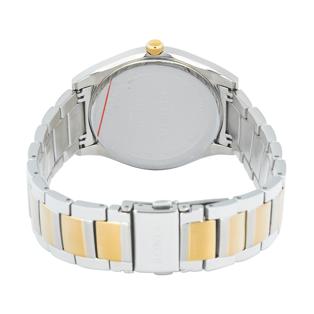Jam Tangan BONIA B10863-1112 Men Silver Dial Dual Tone Stainless Steel Strap