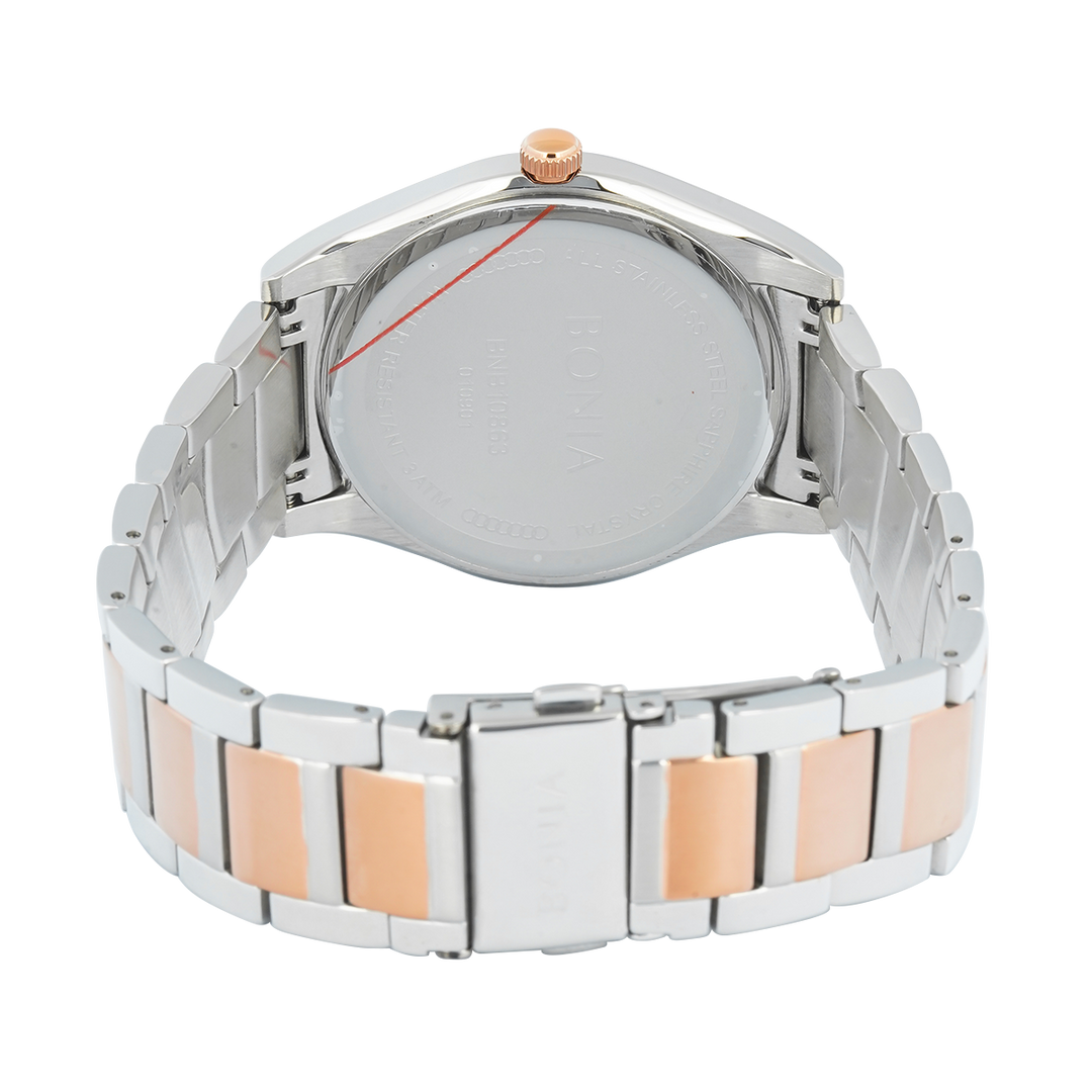 Jam Tangan BONIA B10863-1642 Men Brown Dial Dual Tone Stainless Steel Strap