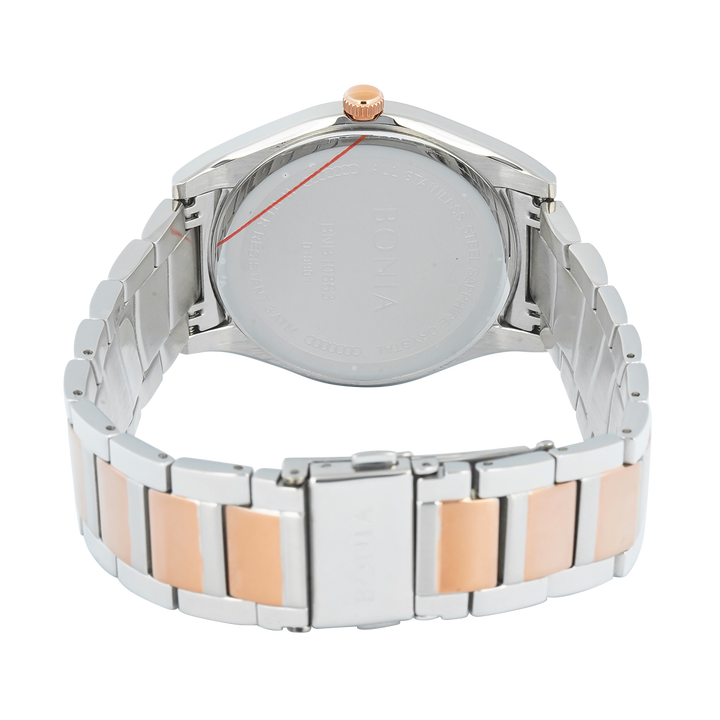 Jam Tangan BONIA B10863-1642 Men Brown Dial Dual Tone Stainless Steel Strap