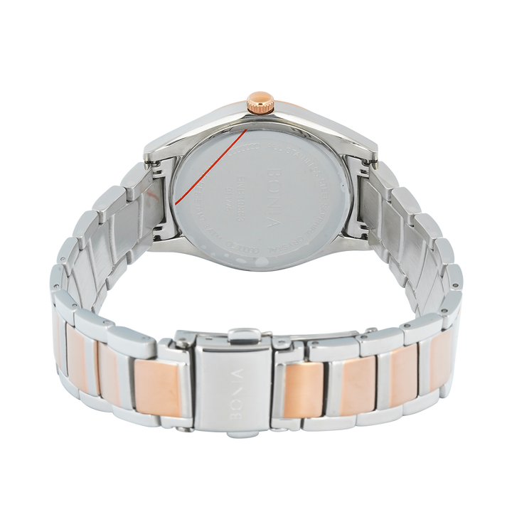 Jam Tangan BONIA B10863-2612 Women Silver Dial Dual Tone Stainless Steel Strap