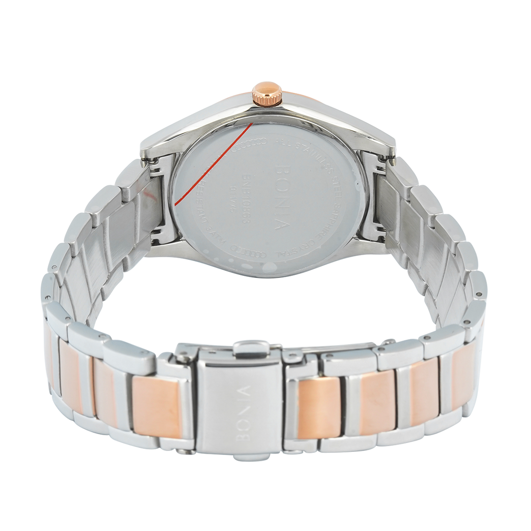Jam Tangan BONIA B10863-2642 Women Brown Dial Dual Tone Stainless Steel Strap