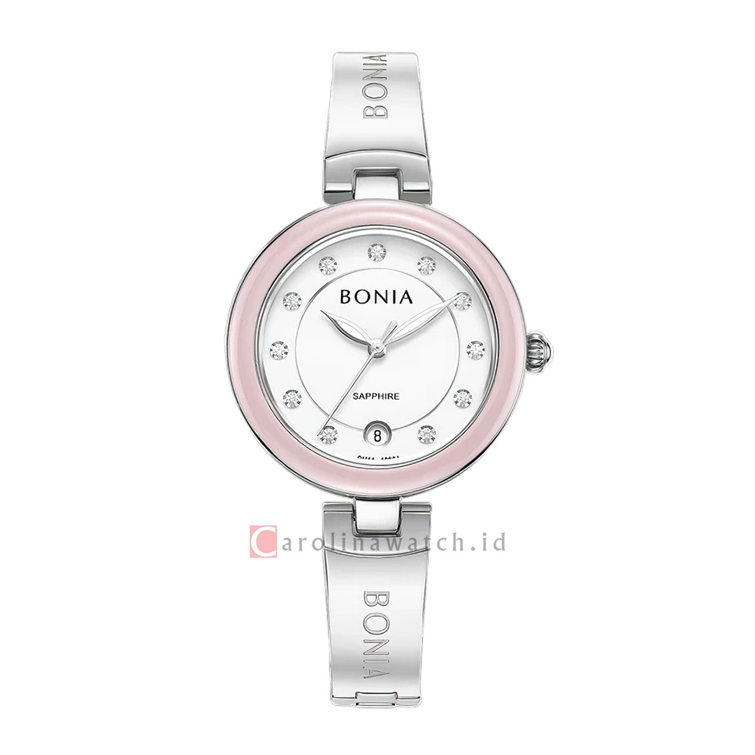 Jam Tangan BONIA Elegance B10864-2317S Women White Dial Stainless Steel Strap