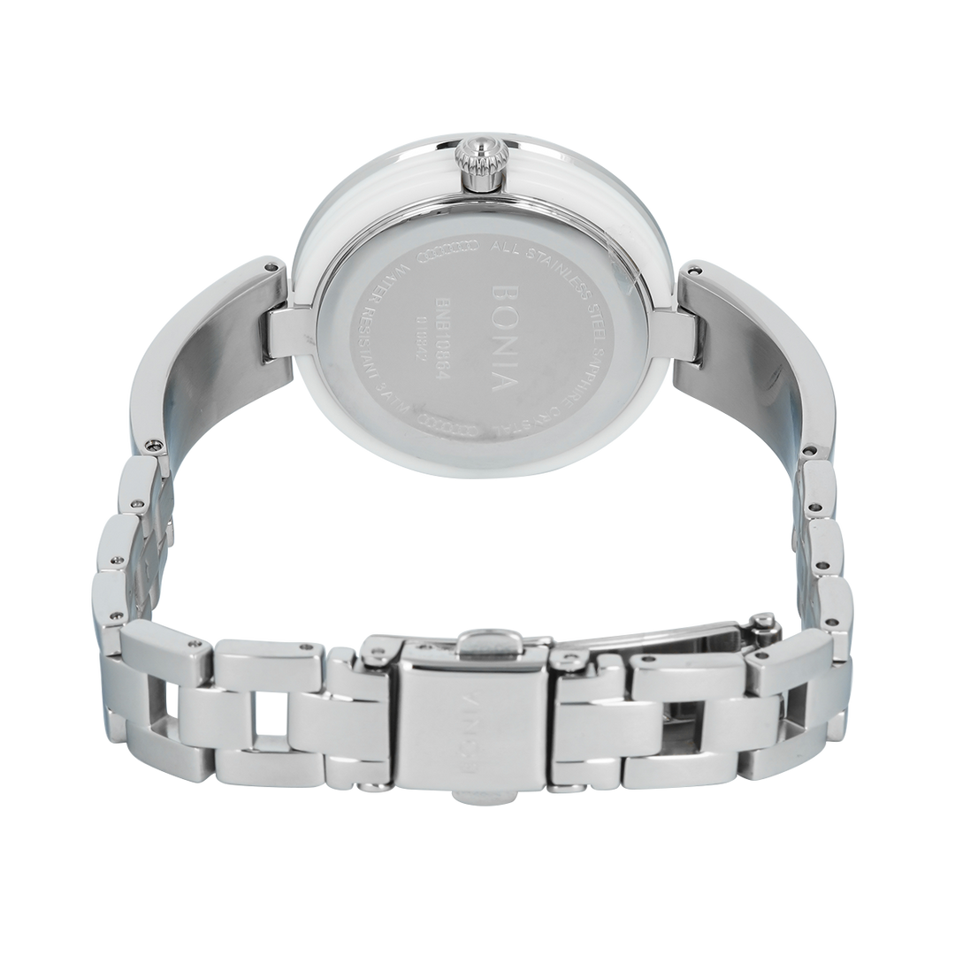 Jam Tangan BONIA Elegance B10864-2317S Women White Dial Stainless Steel Strap