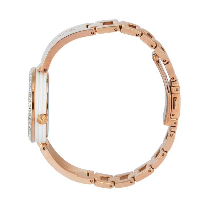 Jam Tangan BONIA Elegance B10864-2517S Women White Dial Rose Gold Stainless Steel Strap
