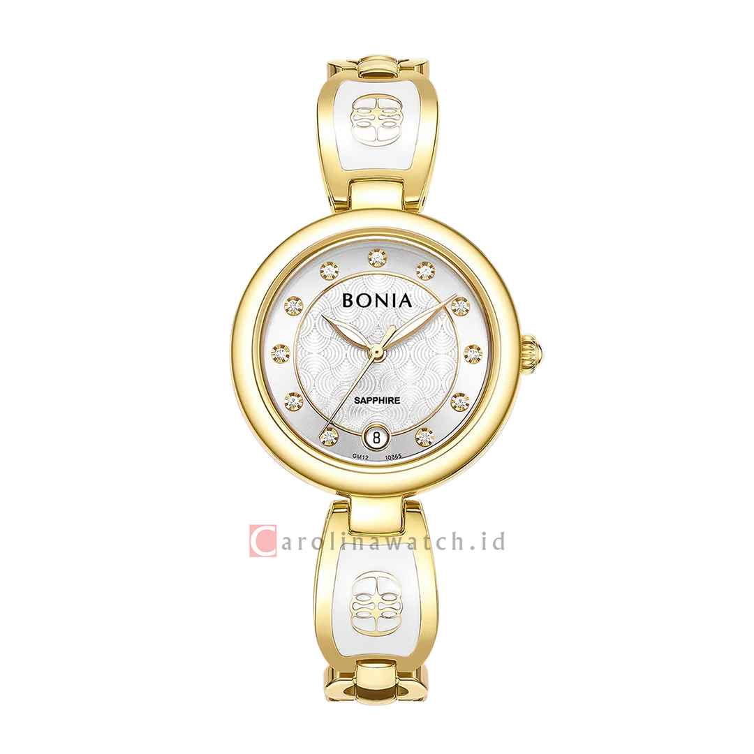 Jam Tangan BONIA Elegance B10865-2217S Women Silver Dial Dual Tone Stainless Steel Strap
