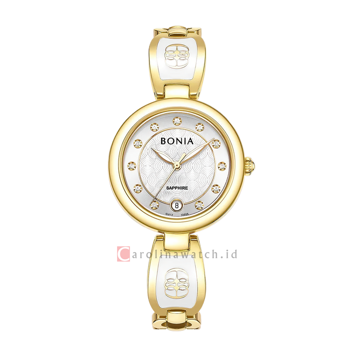 Jam Tangan BONIA Elegance B10865-2217S Women Silver Dial Dual Tone Stainless Steel Strap