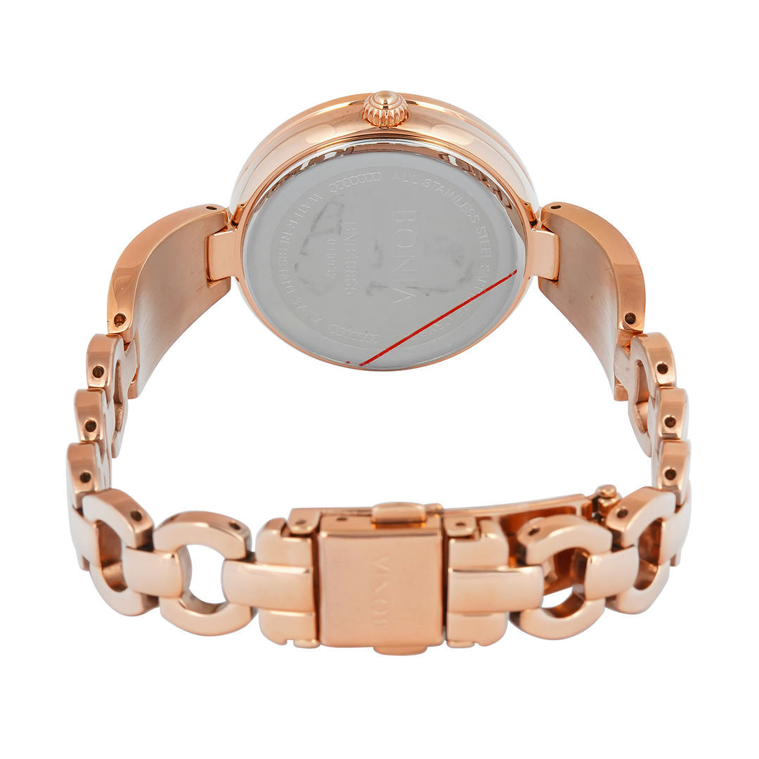 Jam Tangan BONIA Elegance B10865-2537S Women Black Dial Dual Tone Stainless Steel Strap