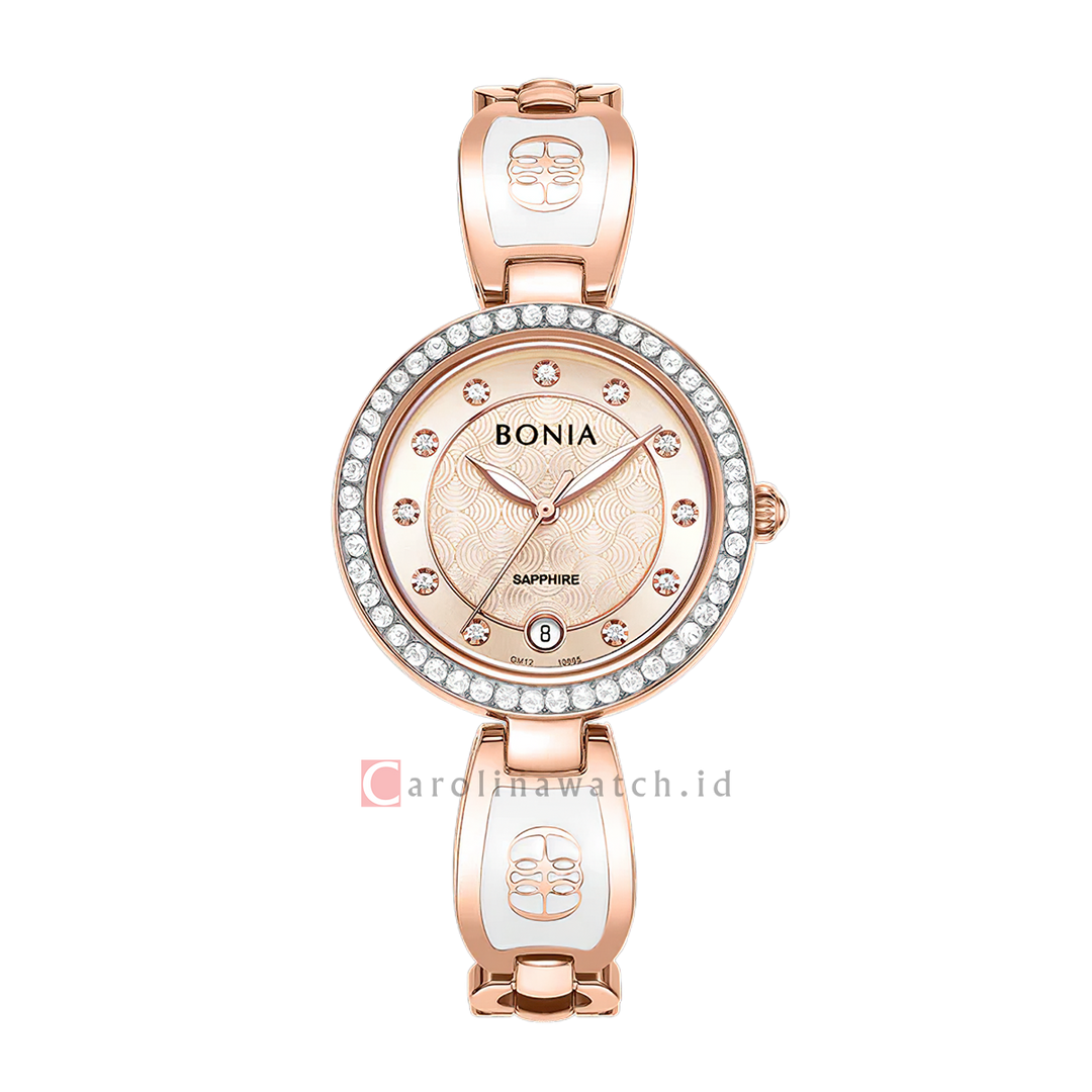 Jam Tangan BONIA Elegance B10865-2577S Women Rose Gold Dial Dual Tone Stainless Steel Strap